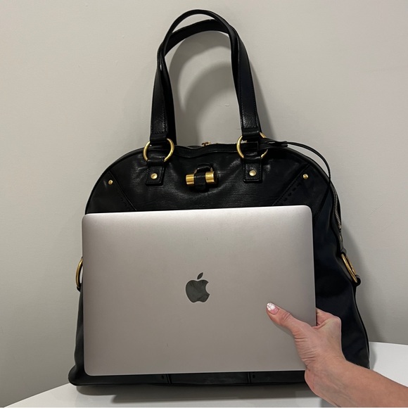 Yves Saint Laurent Rive Gauche Black Leather Muse Handbag Made in Italy - Picture 5 of 13
